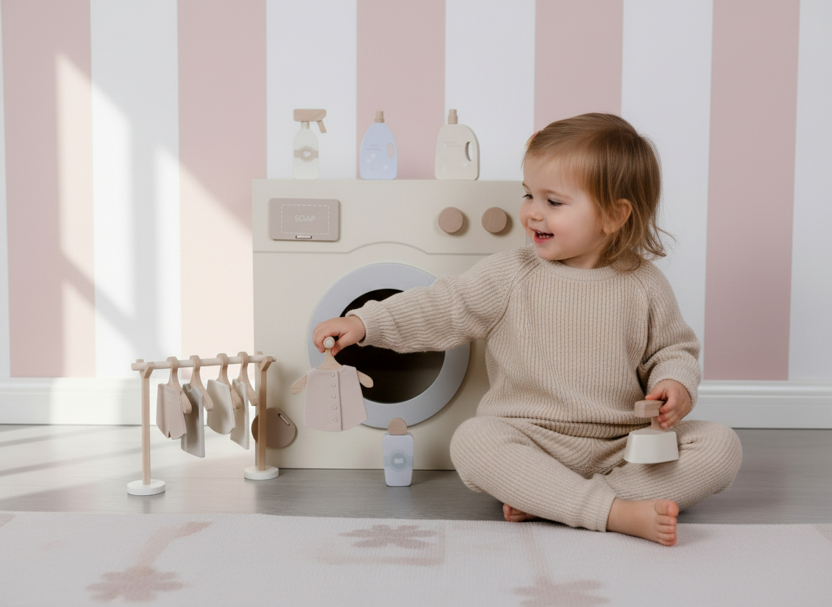 Drewniana pralka z akcesoriami nunukids – zdjęcie 2