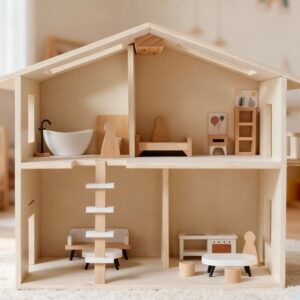 Drewniany domek dla lalek retro nunukids