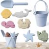 Zestaw silikonowych zabawek do piasku 8el błękit