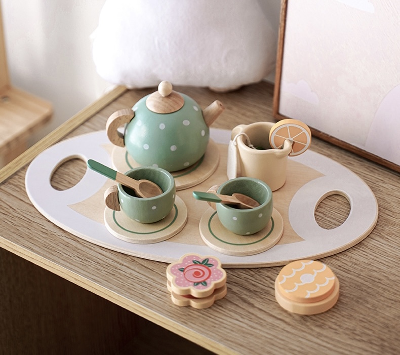 DREWNIANY ZESTAW DO HERBATY W KROPECZKI — widok 5