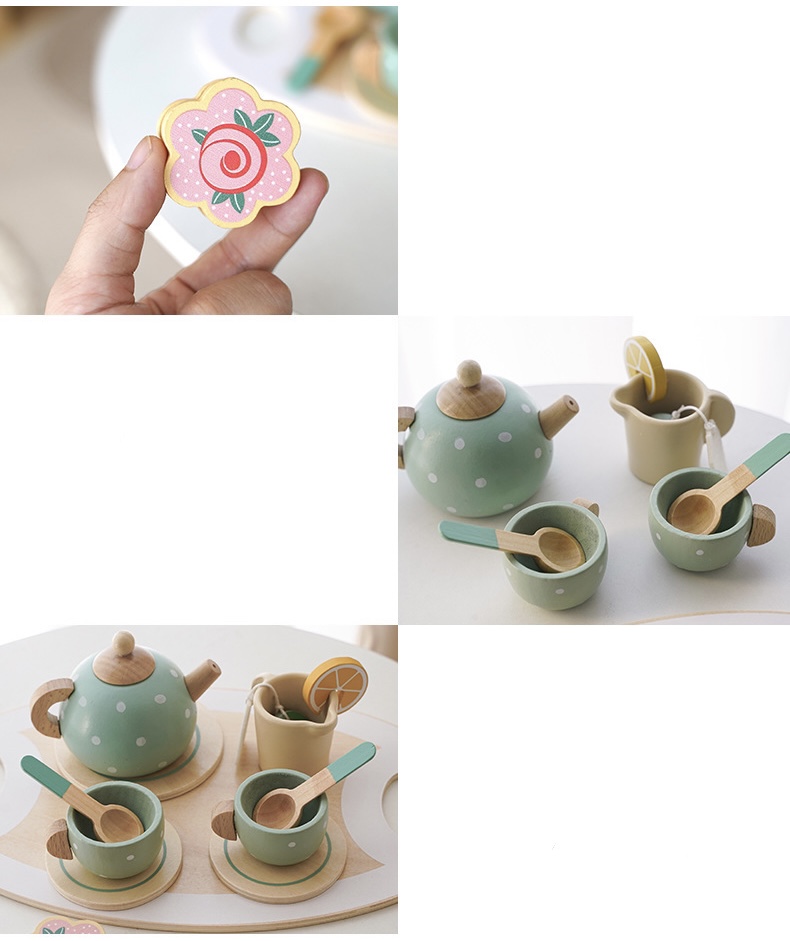 DREWNIANY ZESTAW DO HERBATY W KROPECZKI — widok 6