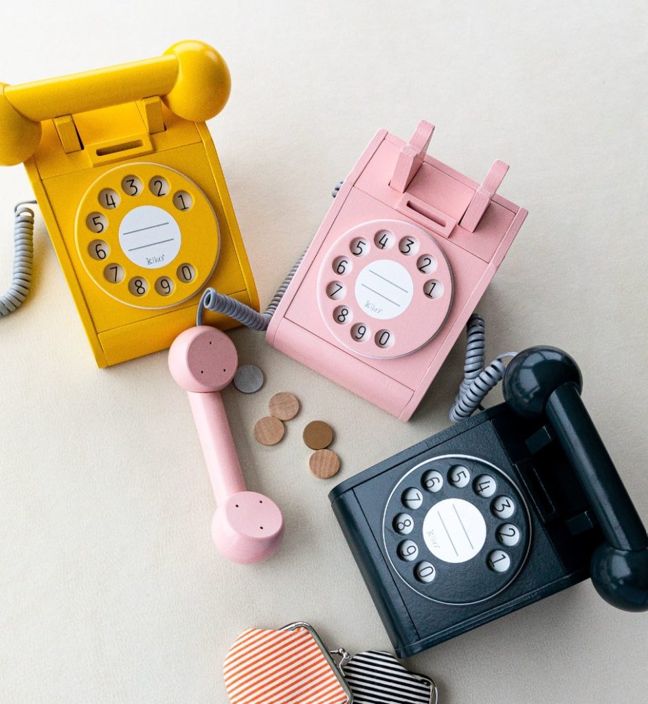 DREWNIANY KLASYCZNY TELEFON RÓŻOWY — widok 4