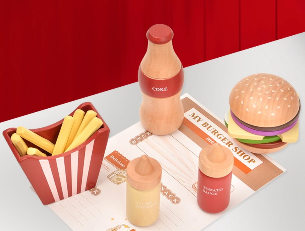 DREWNIANY ZESTAW FAST FOOD — widok 3