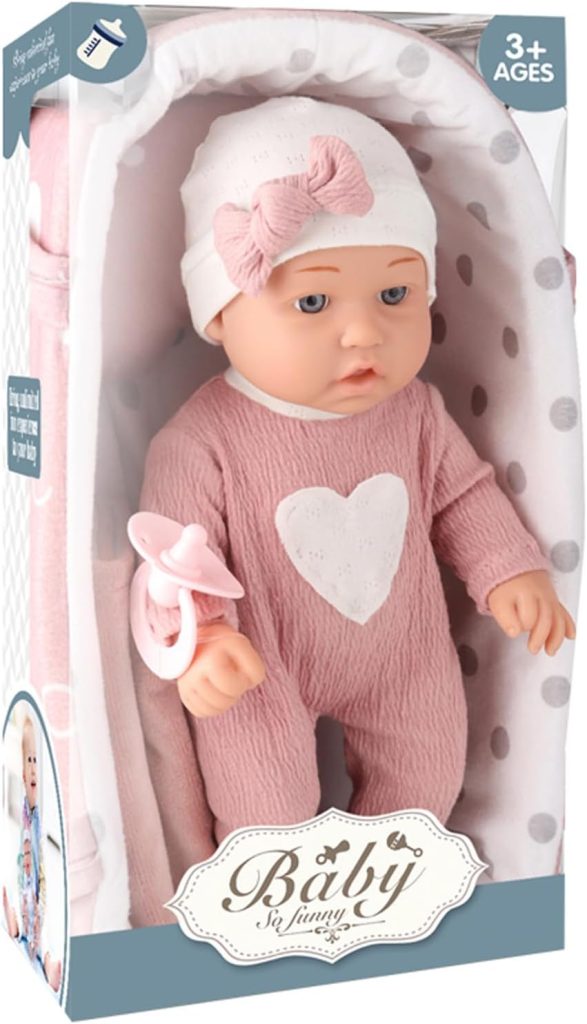 LALKA BOBAS W NOSIDEŁKU Z CZAPECZKĄ Z KOKARDKĄ NIEMOWLAK 30CM — widok 6