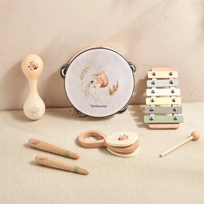 MAŁY ZESTAW MUZYCZNY MONTESSORI - DREWNIANE INSTRUMENTY DLA DZIECI
