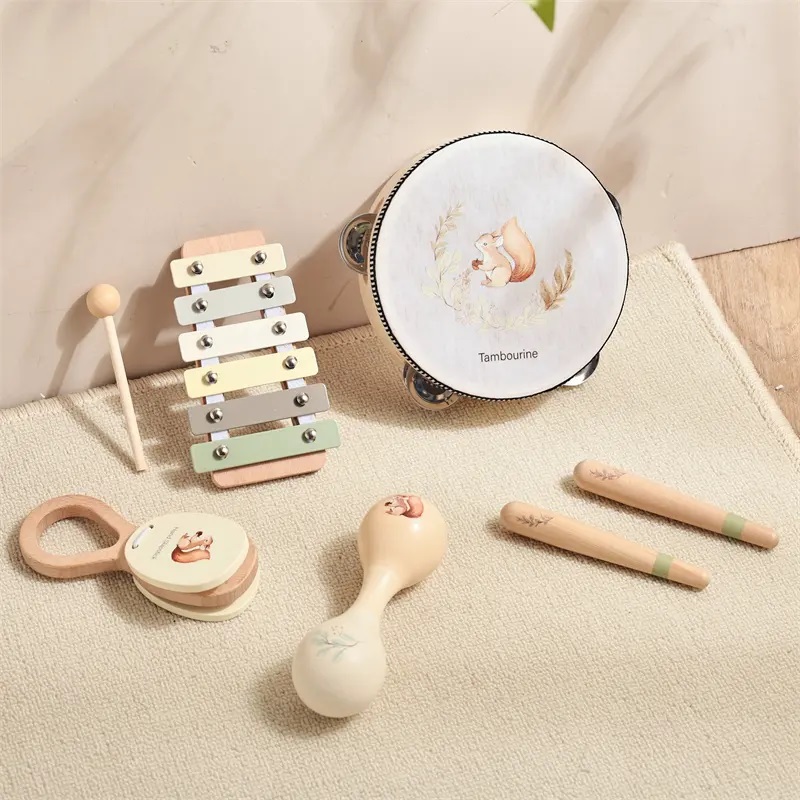 MAŁY ZESTAW MUZYCZNY MONTESSORI - DREWNIANE INSTRUMENTY DLA DZIECI — widok 2